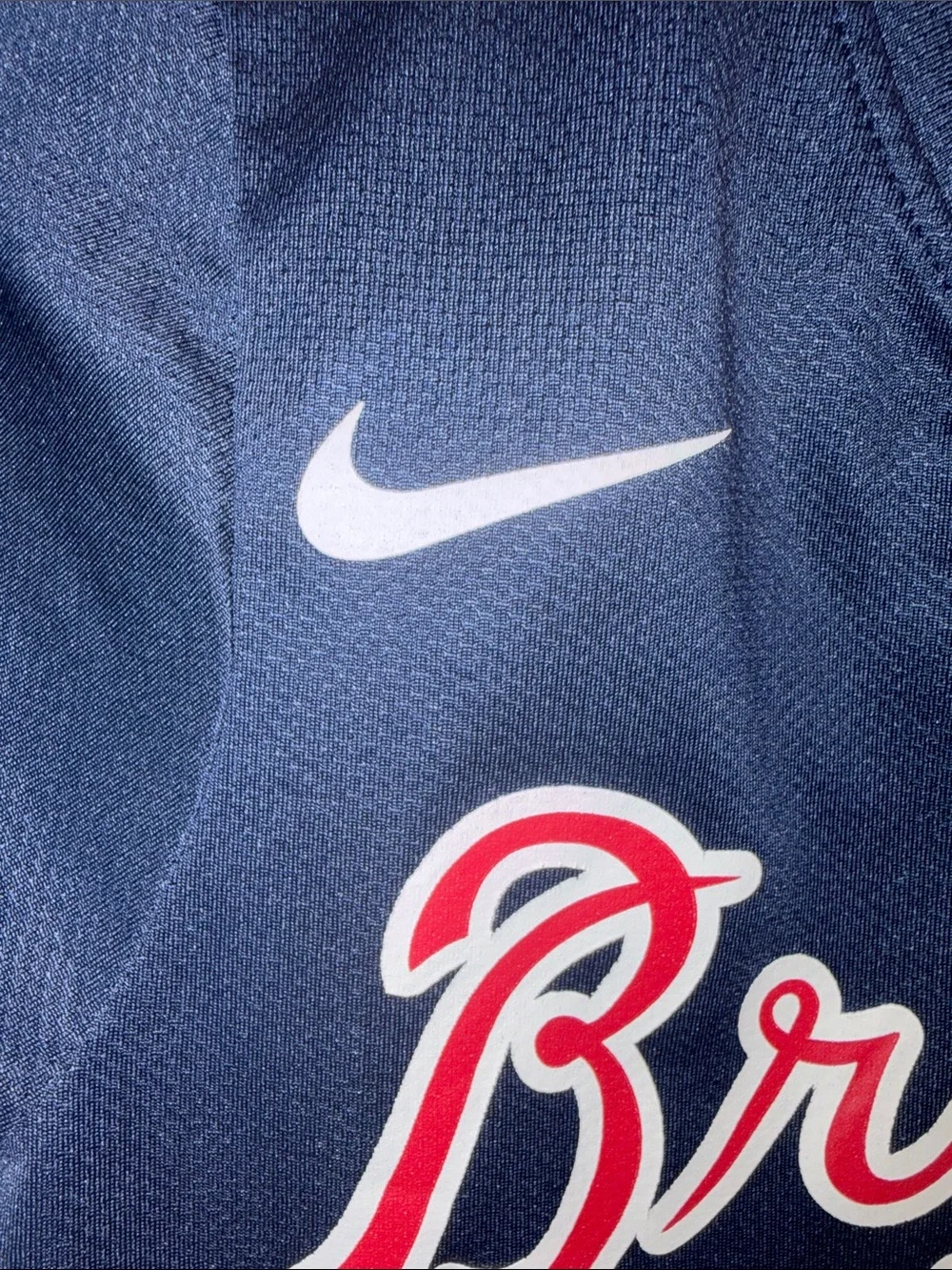 Nike Boys Navy Braves Graphic Short Sleeve Tee with Red Accents